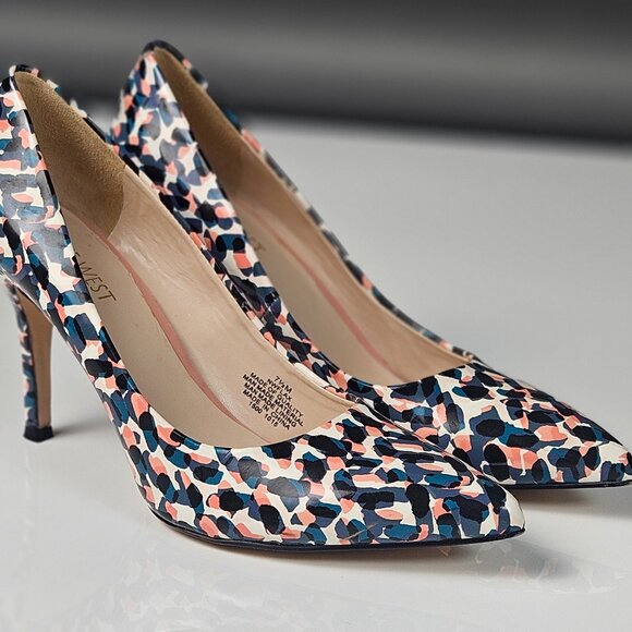 Nine West Flax Patent Pointed Toe Pumps Blue Pink Black - Picture 1 of 16